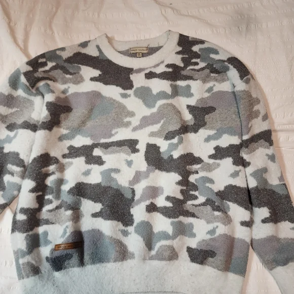 Simply Southern Gray and White Camouflage Sweater - Picture 6 of 13